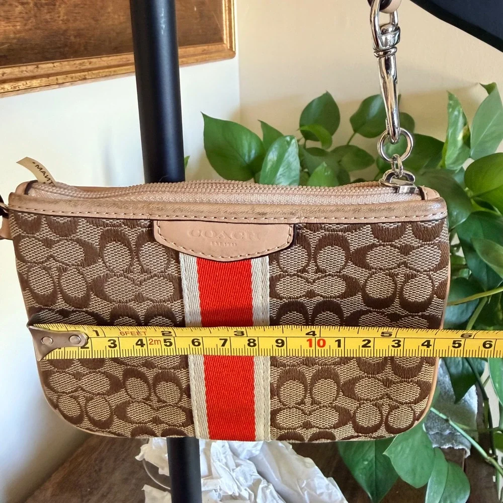 Coach Signature C Wristlet Orange Brown Racing Stripe Y2K Preppy Classic